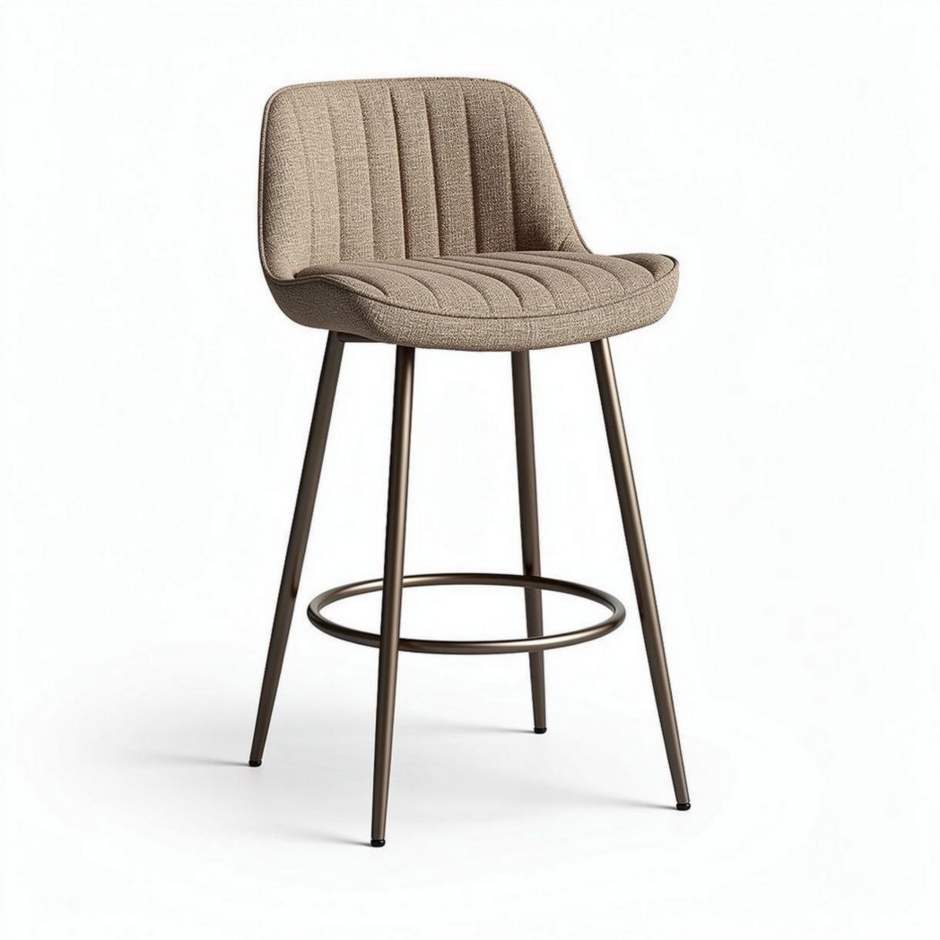 Tabouret de bar en tissu beige avec pieds en métal 45 x 45 x 100cm