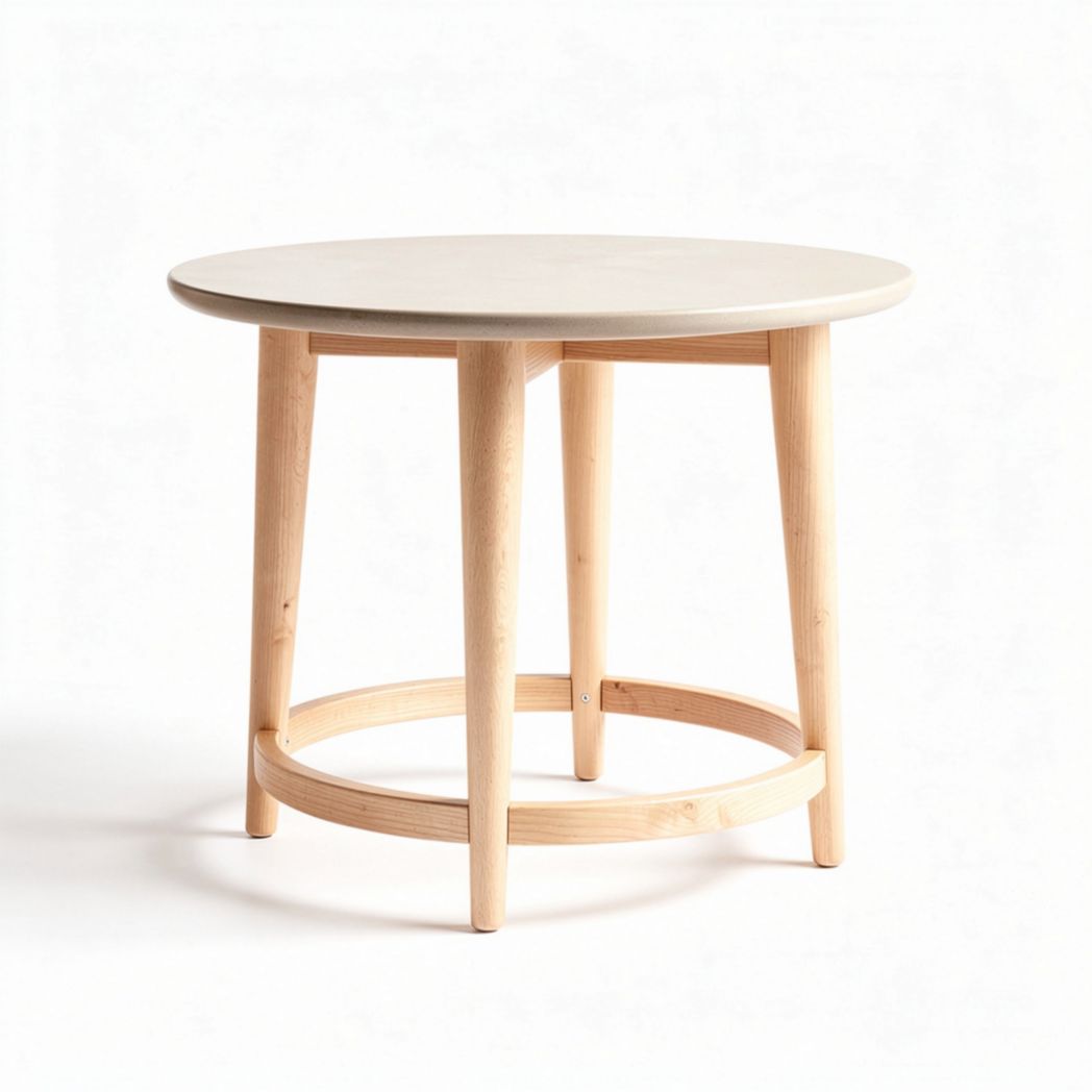 Table ronde en bois de pin de 60 x 60 x 45 cm pour salle à manger