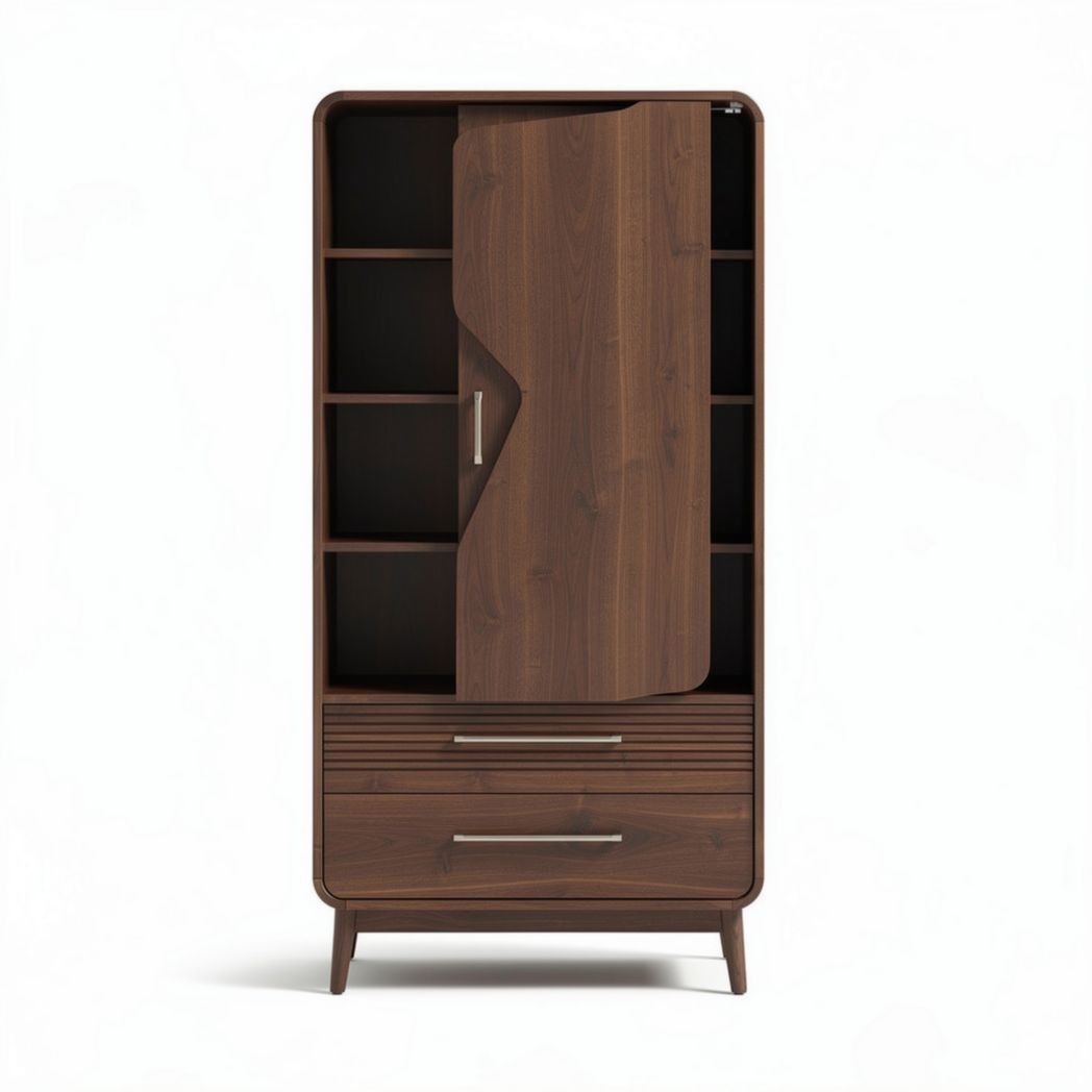Armoire en bois de chêne foncé avec portes et tiroirs dimensions 180 x 80 x 40cm