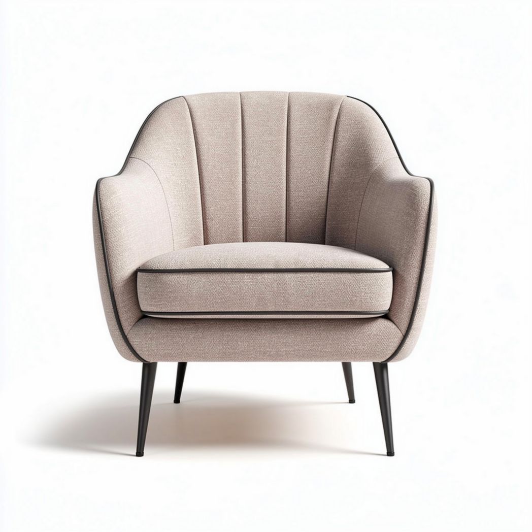 Fauteuil en tissu beige avec pieds en métal 80 x 75 x 85cm
