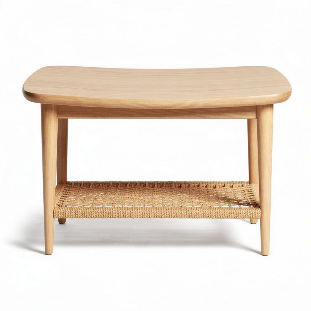 Table basse en bois avec rangement en osier dimensions 60 x 40 x 30cm